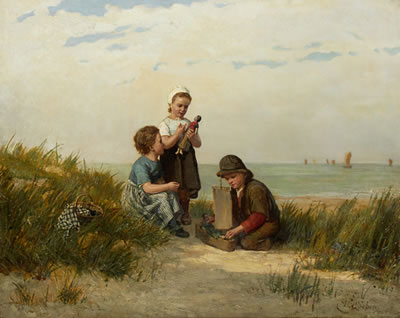 Children playing by the sea
