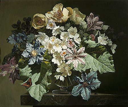 Flowers and Tortoiseshell Butterfly