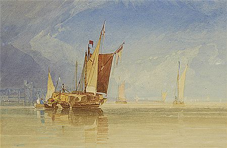 Hay barge in a calm by Miles Edmund Cotman - Auction record, sale price, and art valuation. Compare with similar artists and explore comparable artworks.