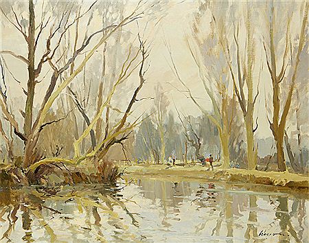 Above Guildford Lock by Edward Wesson - Auction record, sale price, and art valuation. Compare with similar artists and explore comparable artworks.