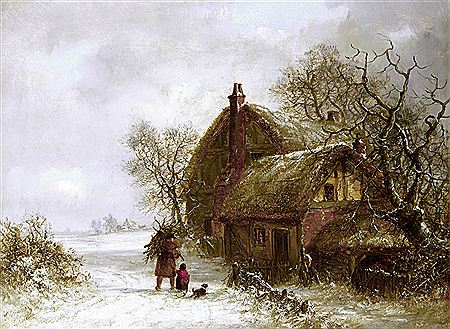 Winter landscape with figures