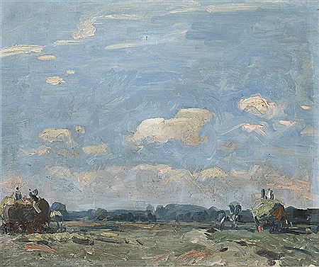 "The Hayfield" by Harry Otto Becker - Auction record, sale price, and art valuation. Compare with similar artists and explore comparable artworks.