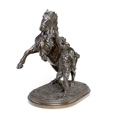 A bronze model of The Suffolk blacksmith depicting a Suffolk Punch horse rearing beside a blacksmith by Sir Joseph Edgar Boehm - Auction record, sale price, and art valuation. Compare with similar artists and explore comparable artworks.