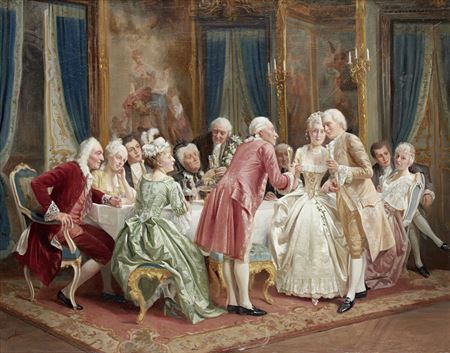 A toast; The recital, a pair by August Hermann Knoop - Auction record, sale price, and art valuation. Compare with similar artists and explore comparable artworks.