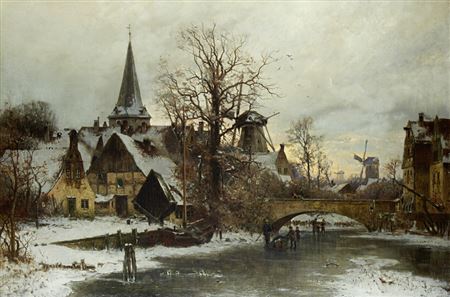 Canal scene under snow by Paul Koken - Auction record, sale price, and art valuation. Compare with similar artists and explore comparable artworks.