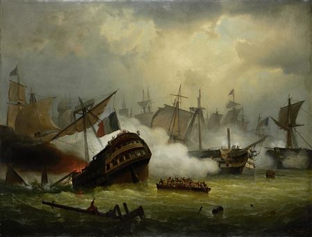 Naval battle by Hermann Mevius - Auction record, sale price, and art valuation. Compare with similar artists and explore comparable artworks.