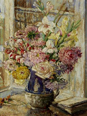 'Asters in Wedgewood jug', circa 1926