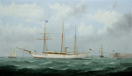The three-masted schooner Sunbeam off Portsmouth harbour