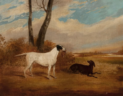 Gun dogs in a landscape; (a pair)