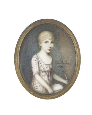 William Beresford (1799-1880) when a boy, striking his drum with the baton in his right hand and wearing brown and white check dress with white lace trim, his drum strapped over his right shoulder by Henry Kirchhoffer - Auction record, sale price, and art valuation. Compare with similar artists and explore comparable artworks.