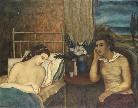 Nude reclining on a bed