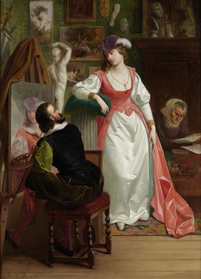 In the artist's studio by Louis Willems - Auction record, sale price, and art valuation. Compare with similar artists and explore comparable artworks.