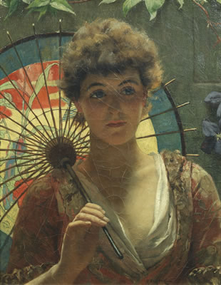 Portrait of a beauty with a Chinese parasol