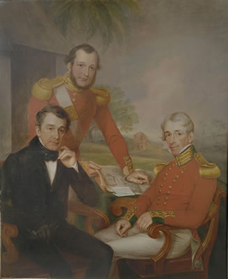 Triple portrait of Colonel Sir James Jackson, Major George Lee, and Major General Brice Wakeford Lee