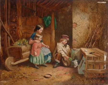 Feeding Rabbits by John Henry Dell - Auction record, sale price, and art valuation. Compare with similar artists and explore comparable artworks.