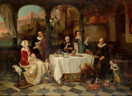 Jordaens courting the daughter of Adam van Noordt by Adrien (Adrian) Joseph Verhoeven-Ball - Auction record, sale price, and art valuation. Compare with similar artists and explore comparable artworks.