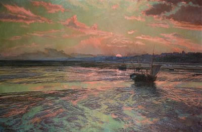 Sunset at low tide, Westcliff on Sea