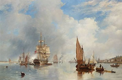 On the Thames at Woolwich, with the 'Buckinghamshire' Indiaman going down the river by John Wilson Carmichael - Auction record, sale price, and art valuation. Compare with similar artists and explore comparable artworks.