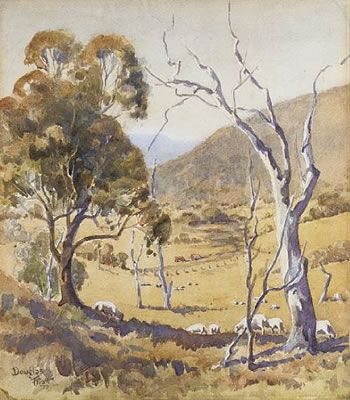 Sheep grazing in a valley