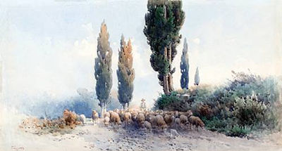 A shepherd with his herd, Corfu