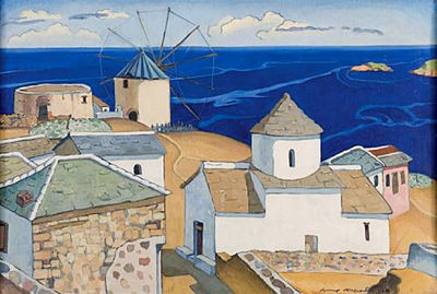 A) Landscape with windmills, Trikeri b) Woman from Trikeri by Agenor Asteriadis - Auction record, sale price, and art valuation. Compare with similar artists and explore comparable artworks.