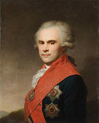 Portrait of Vasilii Stepanovich Popov (1743-1822) wearing the Order of St. Anne and the breast stars of the Orders of St. Alexander Nevsky and St. Vladimir
