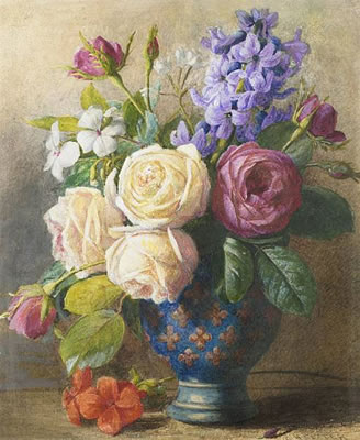 Still life of Roses and summer flowers by Charles Henry Slater - Auction record, sale price, and art valuation. Compare with similar artists and explore comparable artworks.
