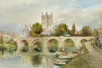Hereford Cathedral from the river Wye