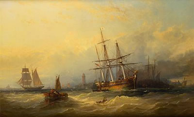 Evening off the harbour mouth by George Gregory - Auction record, sale price, and art valuation. Compare with similar artists and explore comparable artworks.