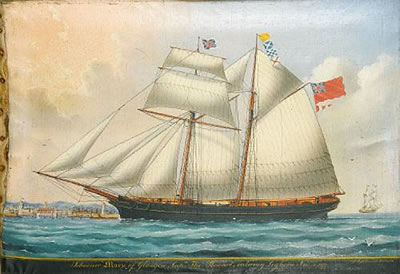 "Schooner 'Mary of Glasgow' Captn Thos Stewart; entering Leghorn Novber 3d 1877"