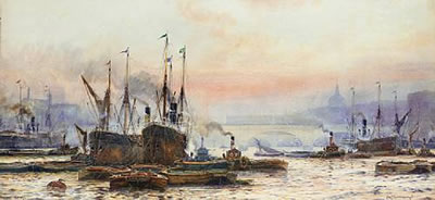 "London Bridge" by Frederick William Scarborough - Auction record, sale price, and art valuation. Compare with similar artists and explore comparable artworks.