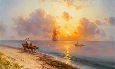 Sample artwork by Grigorij Kapustin (1865 - 1925), known for seascape, marine painting - View similar artists and auction records