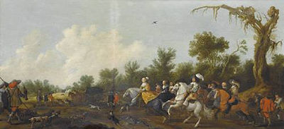 Frederick and Elizabeth of Bohemia participating in a hunt