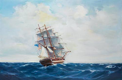 Greek merchant ship with Greek flag in open seas by Leon Kalogeropoulos - Auction record, sale price, and art valuation. Compare with similar artists and explore comparable artworks.