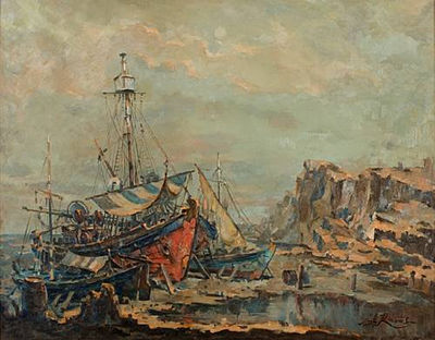 Shipyard by Antonis Kanas - Auction record, sale price, and art valuation. Compare with similar artists and explore comparable artworks.