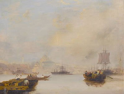 Constantinople from the entrance of the Golden Horn by Thomas Allom - Auction record, sale price, and art valuation. Compare with similar artists and explore comparable artworks.