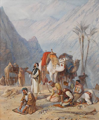 Halt for prayer under Mount Horeb