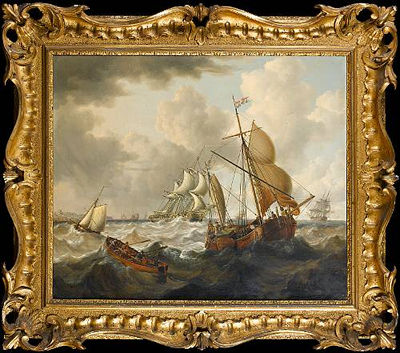 A Frigate Under Reduced Sail and Other Craft in a Heavy Swell in the Straits of Dover