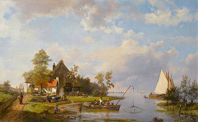 River scene with fishermen