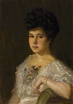 Lady with bouquet of flowers