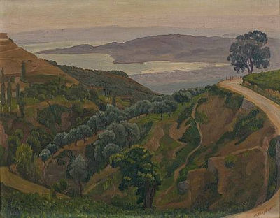 Sea view from a hill by Dimitris Yioldassis - Auction record, sale price, and art valuation. Compare with similar artists and explore comparable artworks.