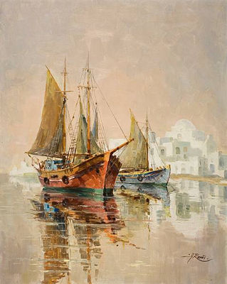 View of Paraportiani from the harbour of Mykonos