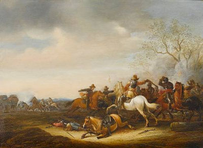 Sample artwork by Abraham Van der Hoef (1611/12 - 1666), known for battle scenes - View similar artists and auction records