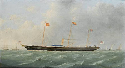 The Royal Yacht 'Fairy', with Queen Victoria on board, in the Channel