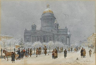 St. Isaac's on a snowy day by Franz Alt - Auction record, sale price, and art valuation. Compare with similar artists and explore comparable artworks.