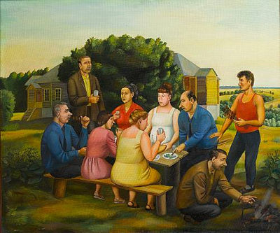 Dinner at the farmstead by Tatiana Grigorevna (Tatyana) Nazarenko - Auction record, sale price, and art valuation. Compare with similar artists and explore comparable artworks.