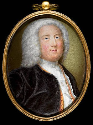 A Gentleman, wearing black coat, orange waistcoat, tied white cravat and powdered wig by Noah Seaman - Auction record, sale price, and art valuation. Compare with similar artists and explore comparable artworks.