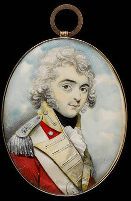 An Officer, wearing the uniform of the 5th Dragoon Guards, scarlet coatee with yellow facings and silver epaulette, white cross-belt, the belt plate engraved 5/ DG, frilled white chemise and black stock, his hair powdered by Richard Bull - Auction record, sale price, and art valuation. Compare with similar artists and explore comparable artworks.