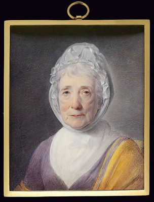 An elderly Lady, full-face, wearing mauve dress, white fichu, white bonnet dressed with ribbon and tied beneath her chin and yellow shawl edged with mauve ribbon over her left shoulder by John Comerford - Auction record, sale price, and art valuation. Compare with similar artists and explore comparable artworks.