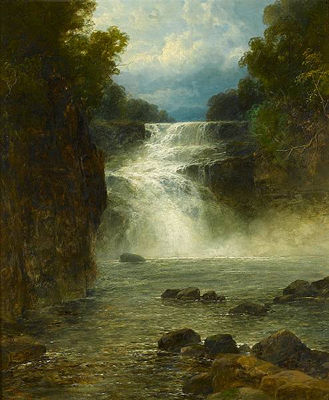 River scene with waterfall
